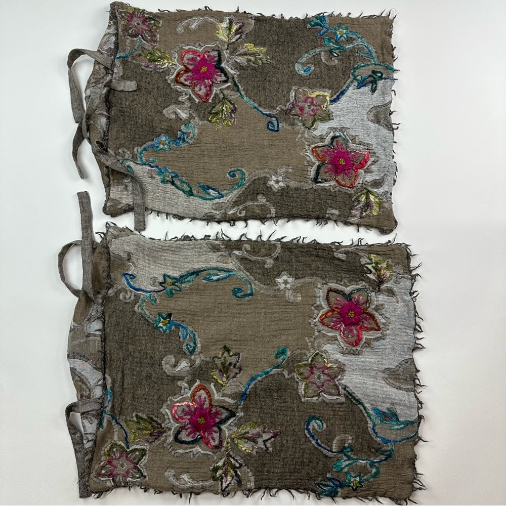 Soft Surroundings Artsy Floral Embroidered Unique Pillow Case Shams